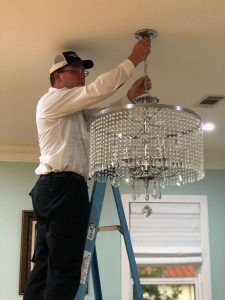 chandelier installation